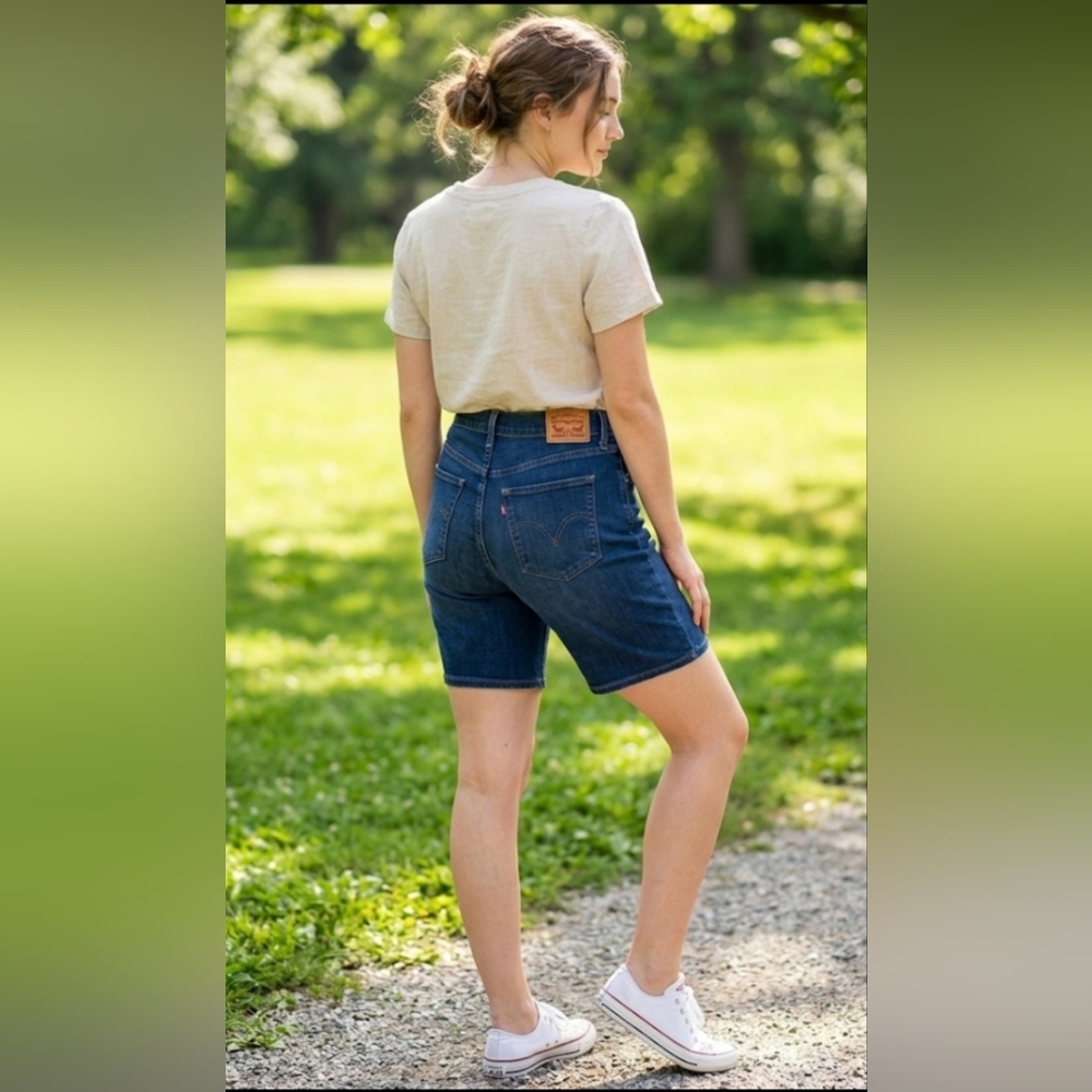 ✨️Levi’s Classic Short Dark Wash Denim Jean Shorts Size 31 ✨ - Picture 2 of 8